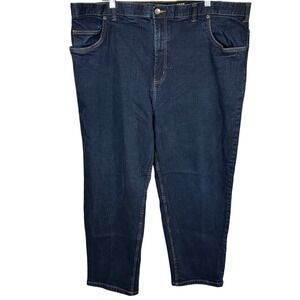 HB Harbor Bay Men's Dark‎ Wash Denim Jeans Continuous Comfort Waistband 46x30